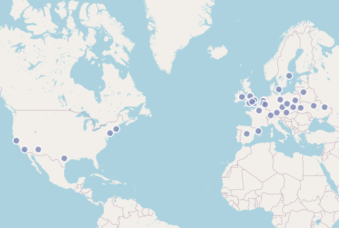 Map of universities worldwide